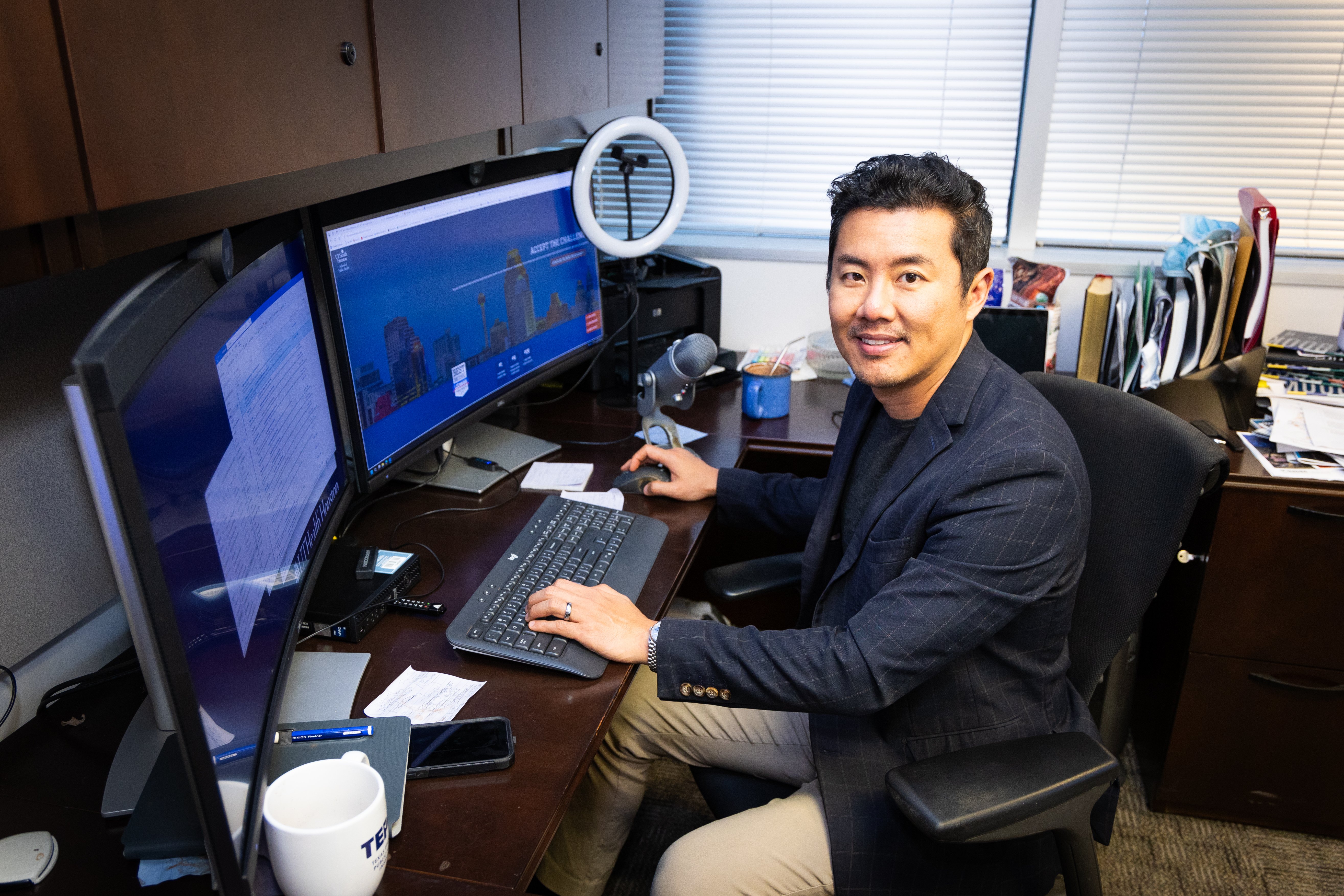 Jack Tsai, PhD, professor and regional dean in San Antonio in his office.