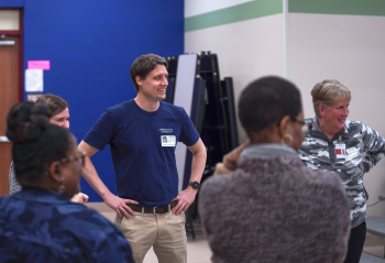 Timothy J. Walker leads a physical training education seminar at Houston’s Spring Independent School District