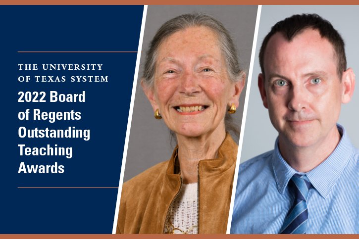 Portraits of the two 2022 Board of Regents Outstanding Teaching Award Recipients. (Graphic by UTHealth Houston)