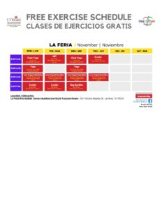 Free Exercise Schedule - La Feria
