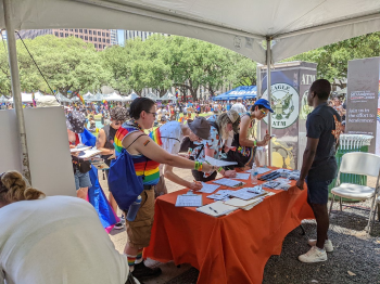 Tami-Maury's team survey's attendees at Houston Pride Festival
