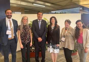 (L-R): Martin Lajous, MD, ScD; Karla Unger Saldaña, MD, DSc; Eduardo Ponce, MD, ScD, director of INSP; Maria E. Fernandez, PhD; Patti E. Gravitt, PhD, MS, deputy director, NCI; and Leticia Torres-Ibarra, ScD. (Photo by UTHealth Houston)