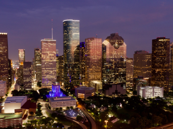 Skyline of Houston at night.