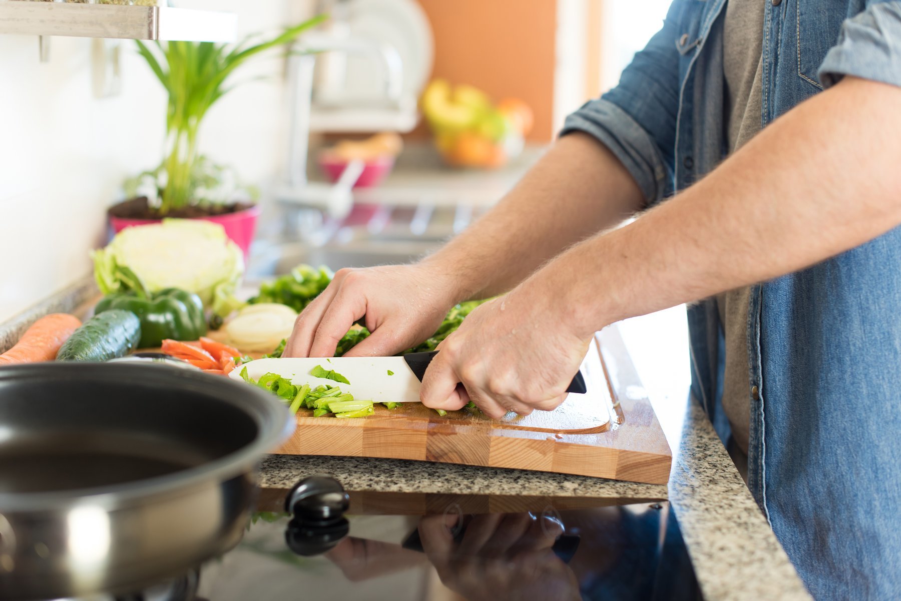 A person is preparing food