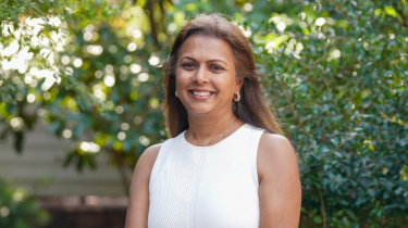 Shreela Sharma pictured in front of greenery. (Photo by UTHealth Houston)