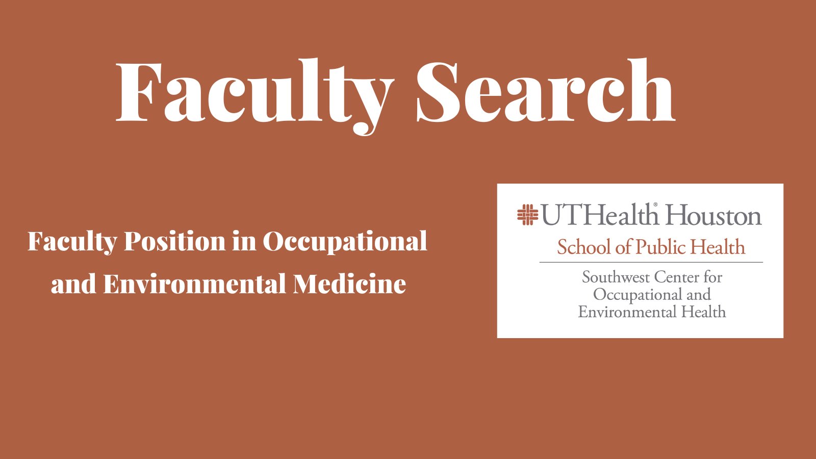 Join UTHealth Houston School of Public Health as a Leader in Occupational and Environmental Medicine