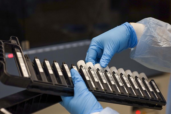 Vials of blood samples for serological testing. (Photo by UTHealth Houston)