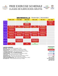 Free Exercise Schedule - Brownsville Calendar