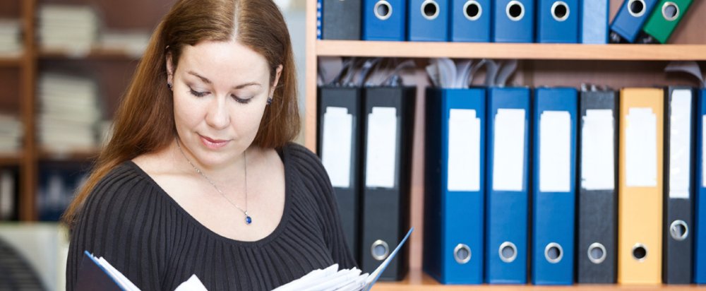 Woman analyzing research