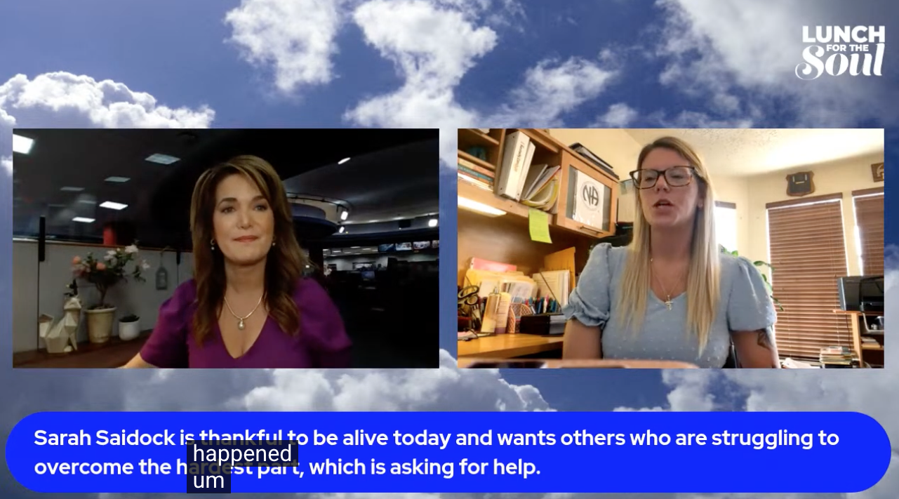 Participant discusses her recovery with a reporter