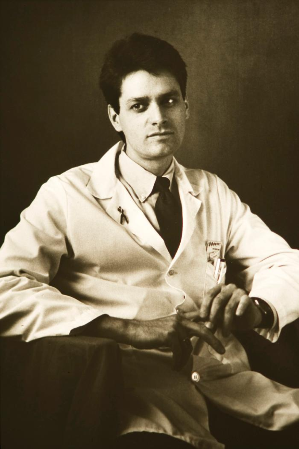 Rick Muma was the first physician assistant working in the federally funded AIDS Clinical Trial Unit in Galveston, Texas. This was taken in 1994 at the University of Texas Medical Branch-Galveston.