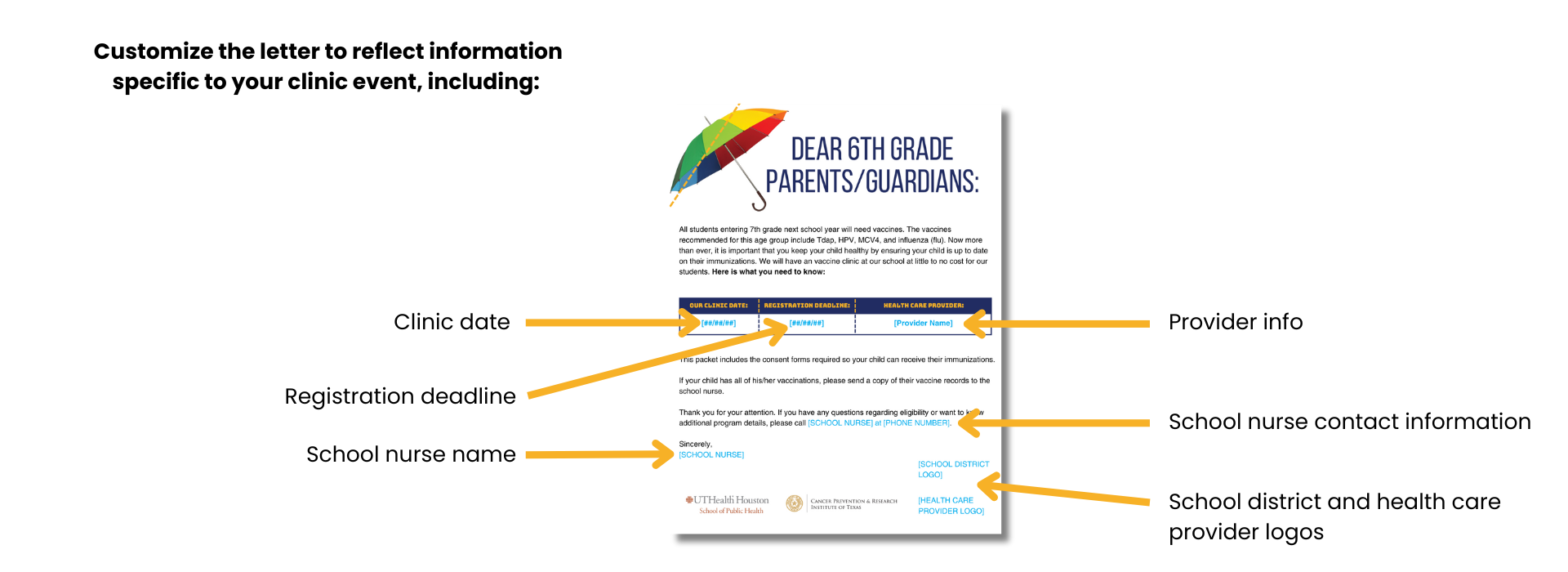 6th grade parent letter