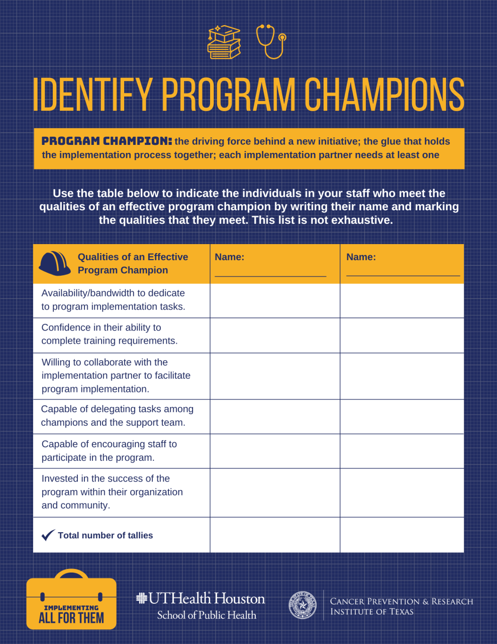 Identify program champions flyer