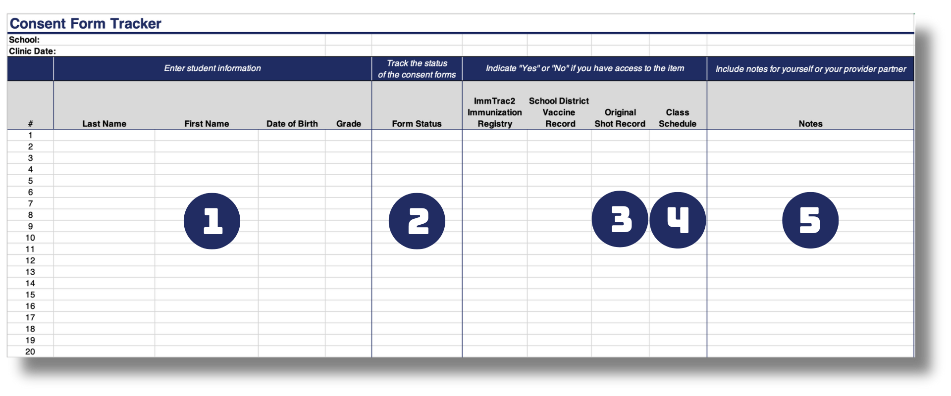 Snapshot of the Consent Form Tracker