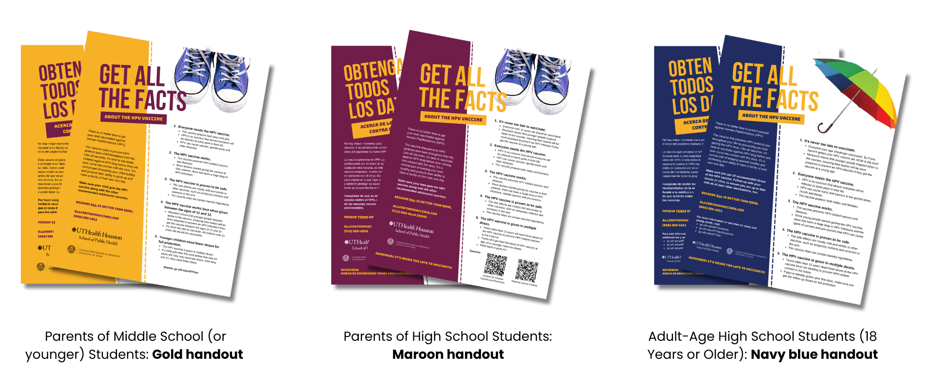 HPV Vaccion Fact Sheet - gold , maroon and navy blue handout