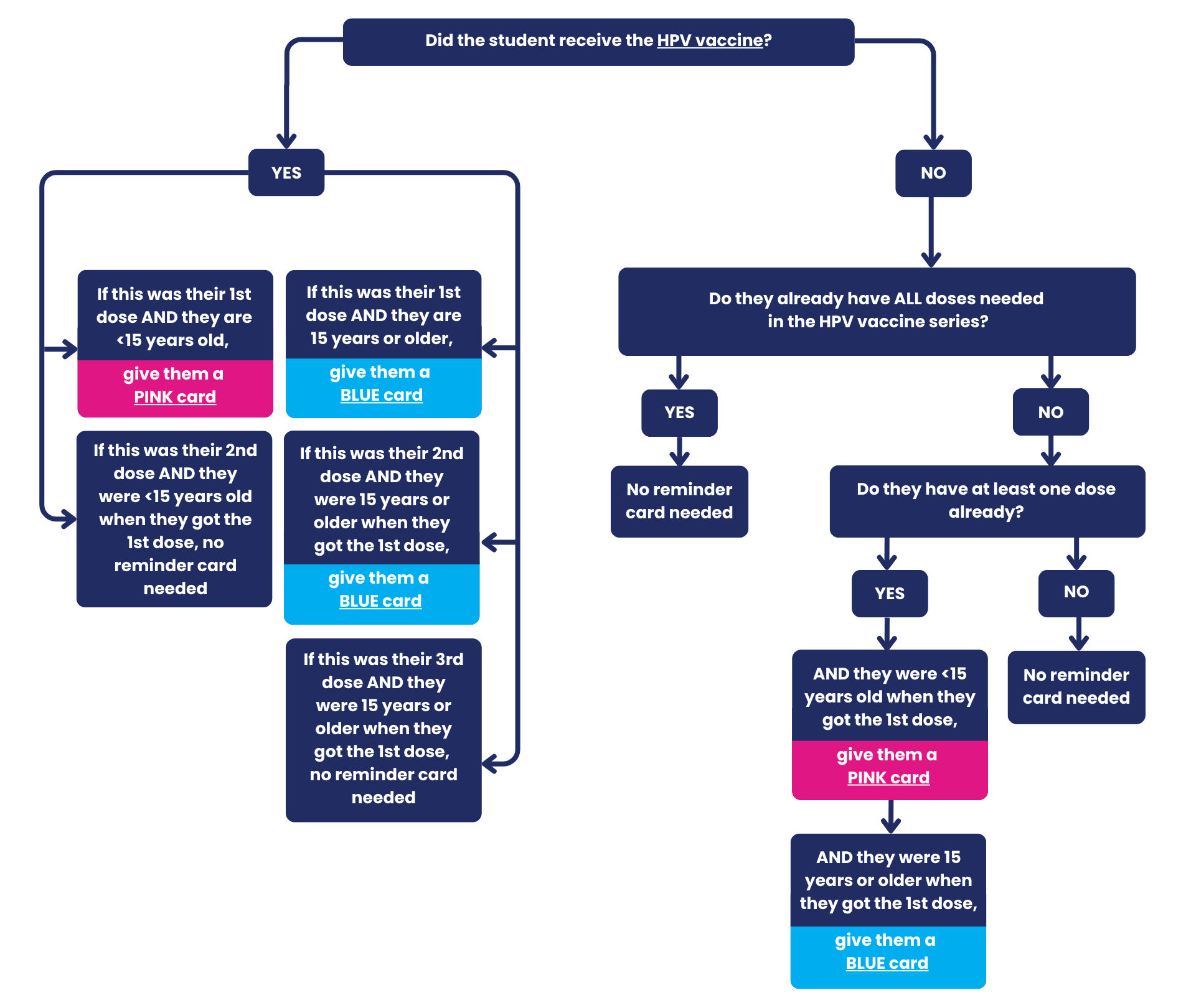 HPV vaccine reminder card - Decision Tree
