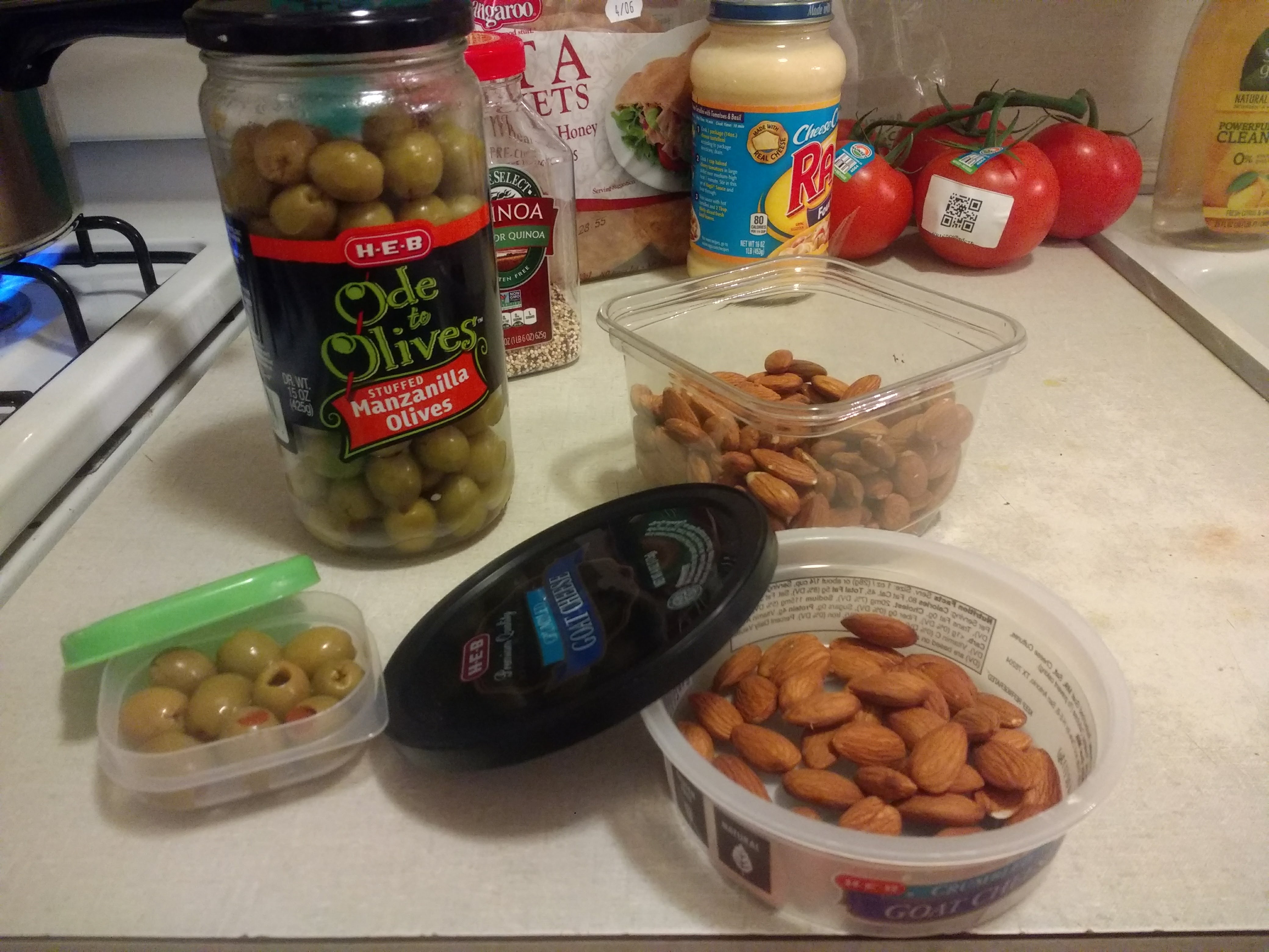snacks in various food containers