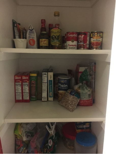 pantry with 3 organized shelves