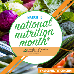 Produce with text "March is National nutrition month"