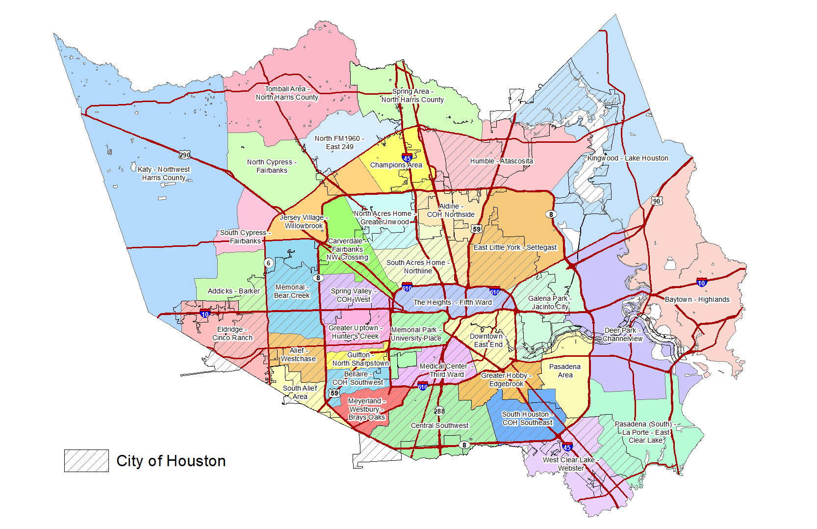 Map Of Houston And Surrounding Cities - Black Sea Map